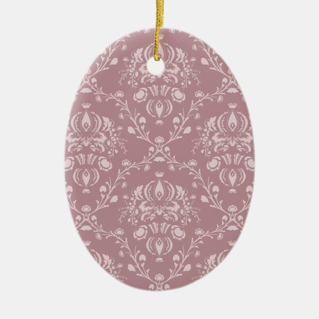 Purple and White Damask Ceramic Tree Decoration (Front)