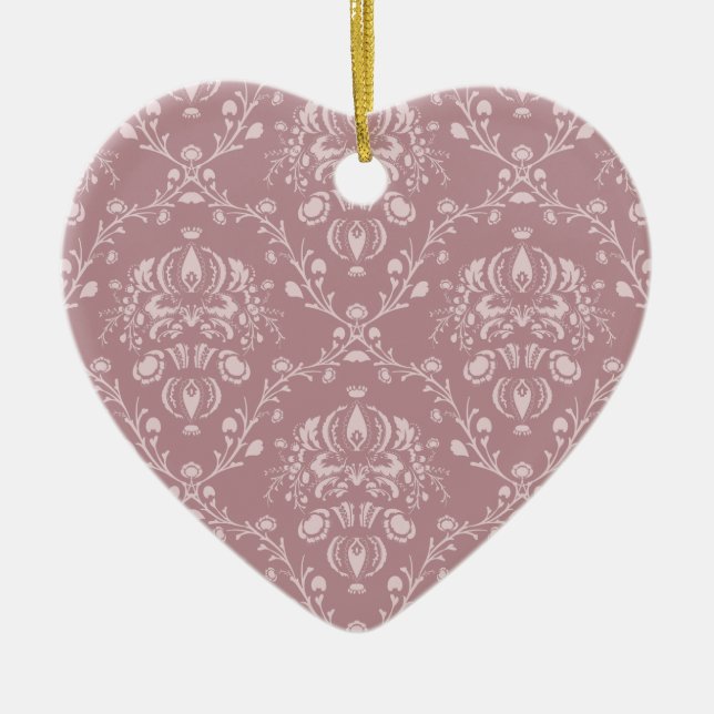 Purple and White Damask Ceramic Tree Decoration (Front)