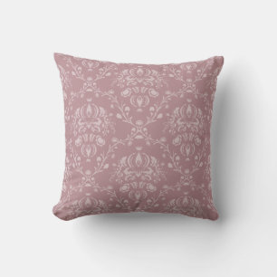 Purple and White Damask Cushion