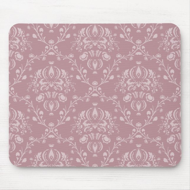 Purple and White Damask Mouse Mat (Front)