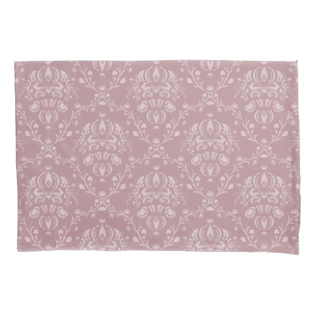 Purple and White Damask Pillowcase (Front-Left)