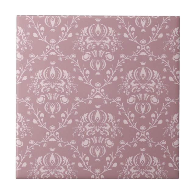 Purple and White Damask Tile (Front)