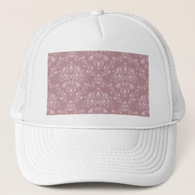 Purple and White Damask Trucker Hat (Front)