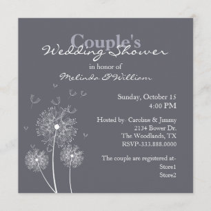 Purple and White Dandelion Couple's Wedding Shower Invitation