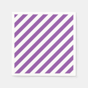 Purple And White Diagonal Stripes Pattern Napkin