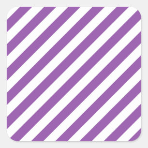 Purple And White Diagonal Stripes Pattern Square Sticker