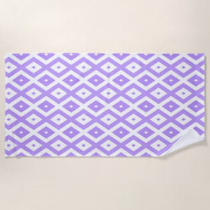 Purple and white diamond pattern beach towel