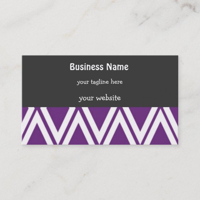 Purple and White Diamond Pattern Business Card (Front)