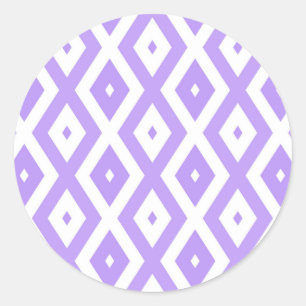Purple and white diamond pattern classic round sticker