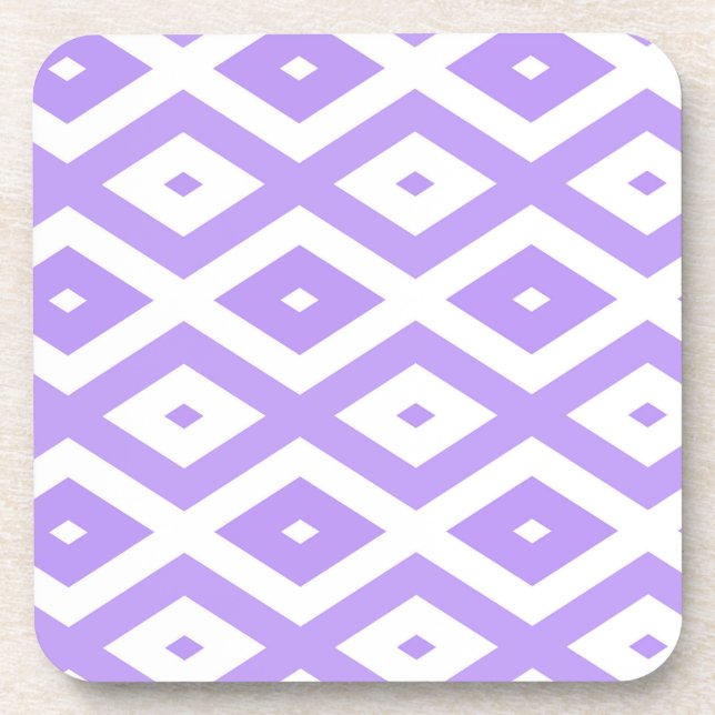 Purple and white diamond pattern coaster (Front)