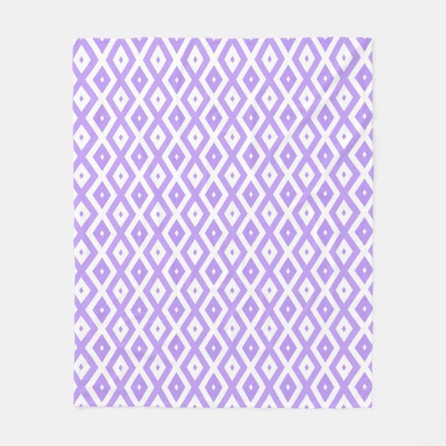 Purple and white diamond pattern fleece blanket (Front)