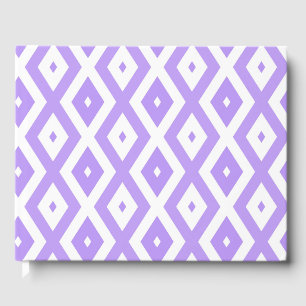 Purple and white diamond pattern guest book