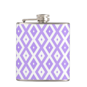 Purple and white diamond pattern hip flask