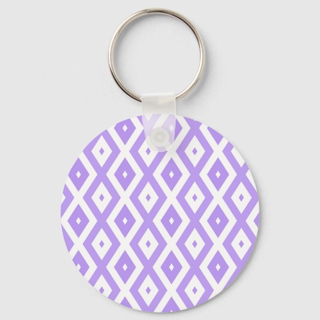 Purple and white diamond pattern key ring (Front)