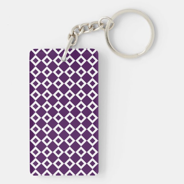 Purple and White Diamond Pattern Key Ring (Back)