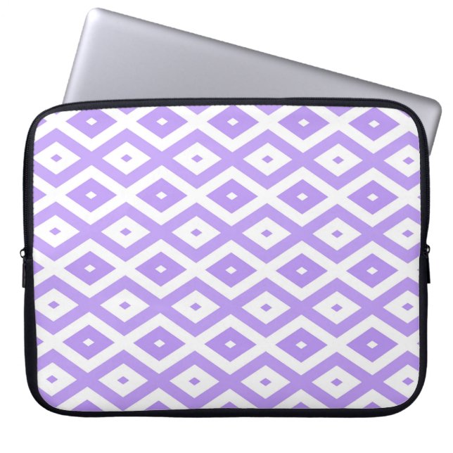 Purple and white diamond pattern laptop sleeve (Front)