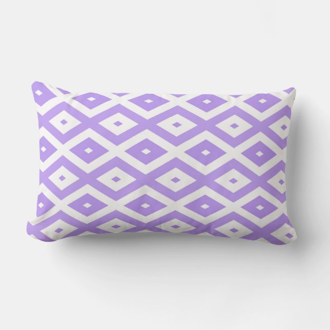 Purple and white diamond pattern lumbar cushion (Front)