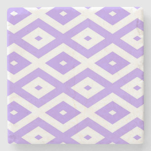 Purple and white diamond pattern stone coaster