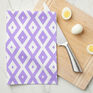 Purple and white diamond pattern tea towel