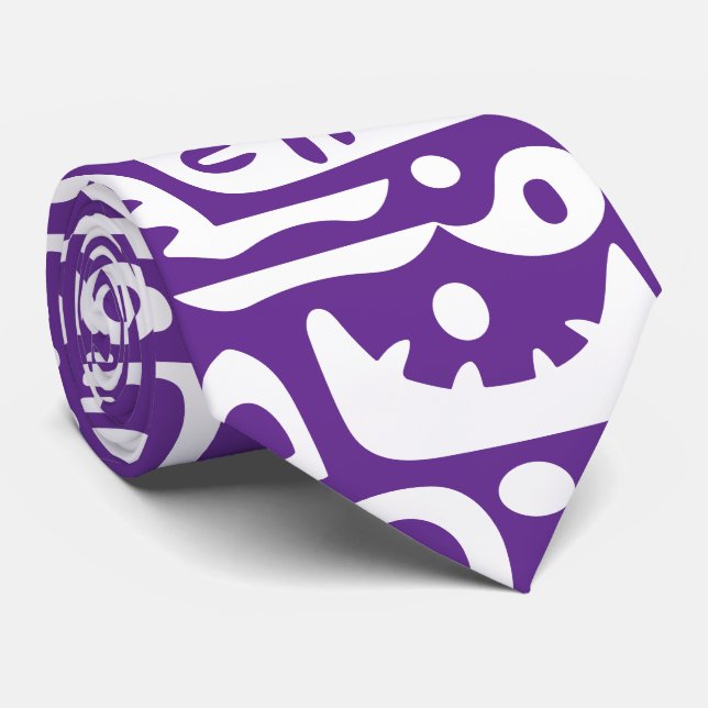purple and white doodles 1 of 7 tie (Rolled)