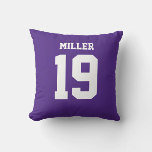 Purple and White Double-Sided Sports Jersey Cushion