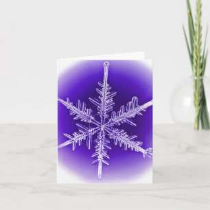 Purple and White Fern Snowflake Greeting Card