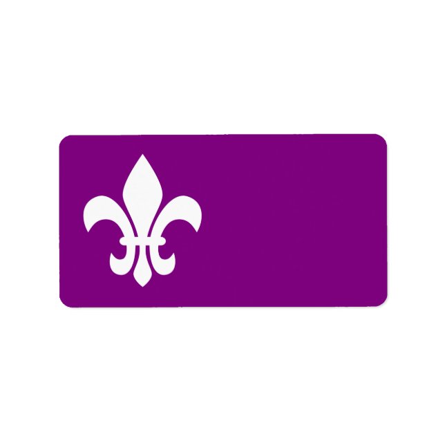 Purple and White Fleur de Lys Label (Front)