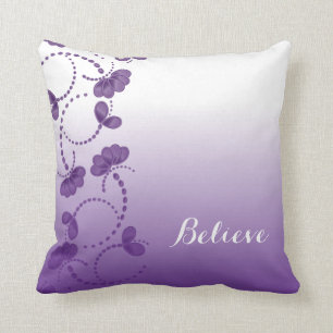 Purple and White Floral Believe in Yourself Cushion