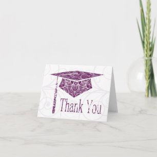 Purple and White Floral Cap Thank You Card