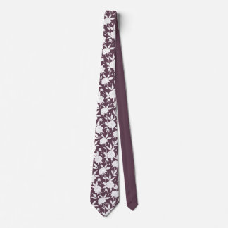 Purple and White Floral Pattern Groomsmen Wedding Tie