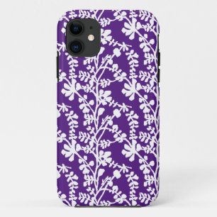 Purple And White Floral Repeating Pattern iPhone 11 Case