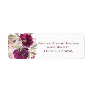Purple and White Floral Return Address Labels