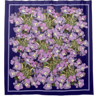 PURPLE AND WHITE FLORAL SHOWER CURTAIN