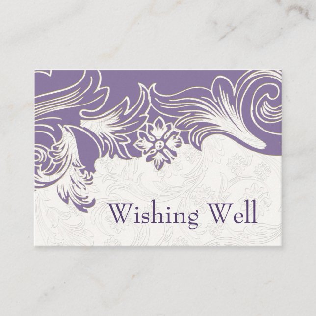 Purple and White Floral Spring Wedding Enclosure Card (Front)