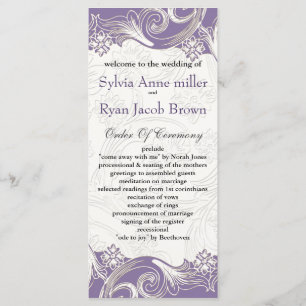 Purple and White Floral Spring Wedding Programme