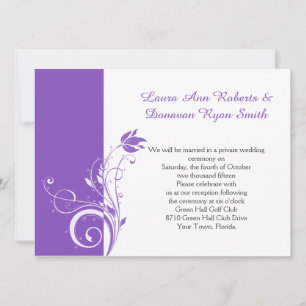 Purple and White Floral Swirls Reception Only Invitation