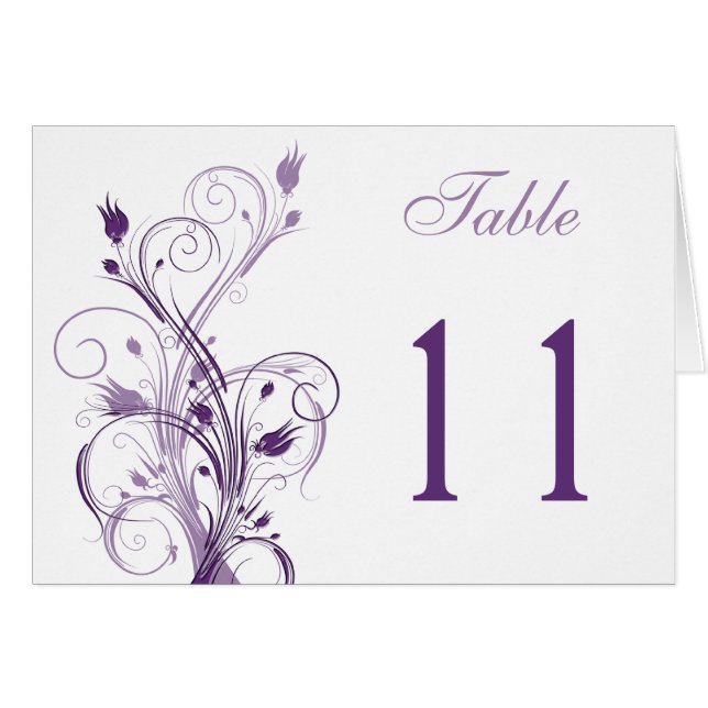 Purple and White Floral Table Number card (Front Horizontal)