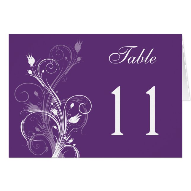 Purple and White Floral Table Number card (Front Horizontal)