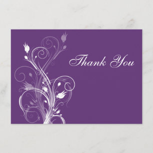Purple and White Floral Thank You Card (Flat)