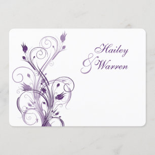 Purple and White Floral Wedding Invitation 2