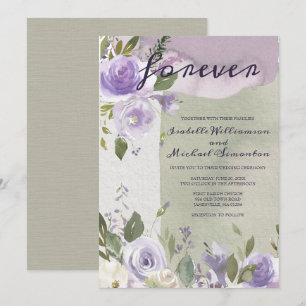 Purple and White Floral Wedding Invitations