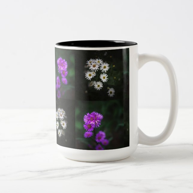 Purple and White Flower Garden Two-Tone Coffee Mug (Right)
