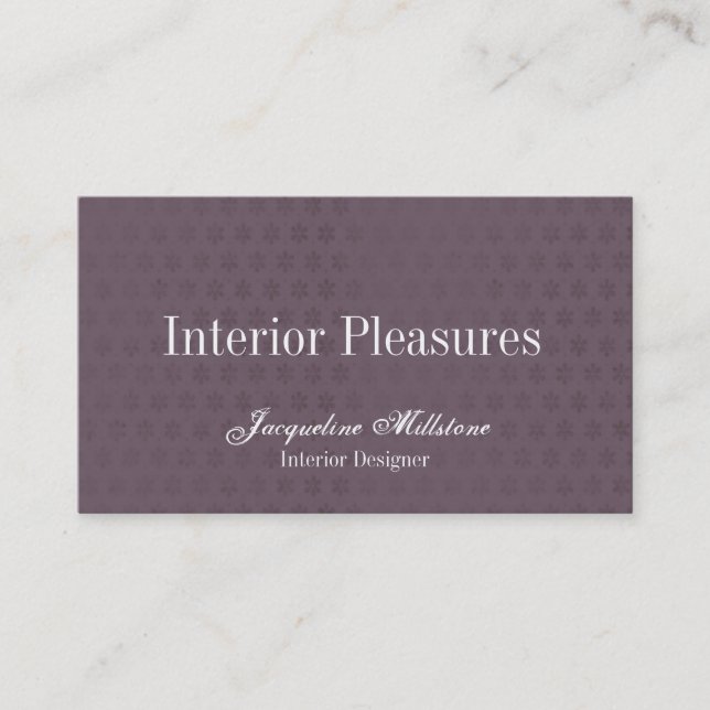 Purple and White Flower Monogram Business Card (Front)