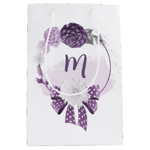 purple and white flowers romantic  medium gift bag