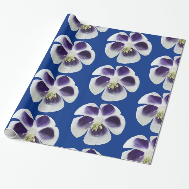 Purple and White Flowers Wrapping Paper (Unrolled)