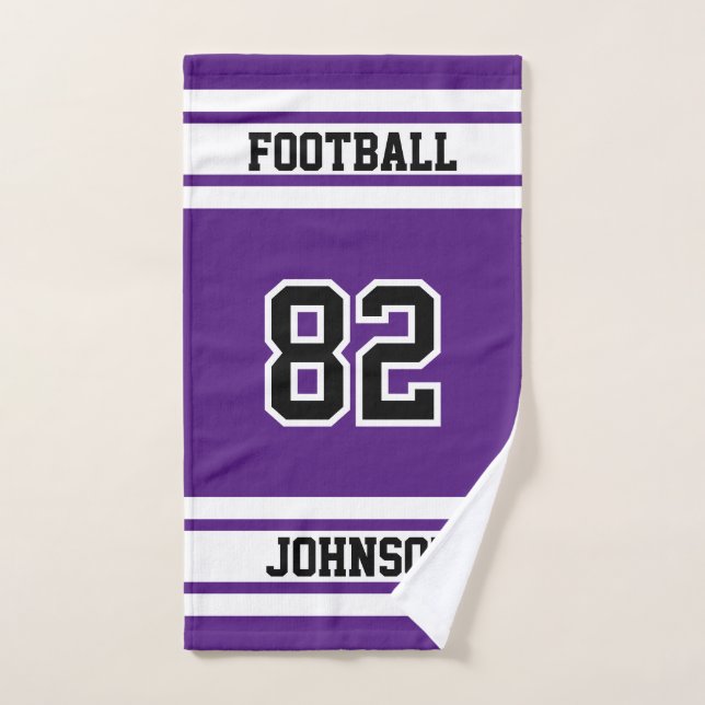 Purple and White 🏈 Football - 100% Customise Hand Towel (Hand Towel)