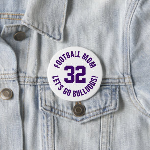 Purple and White Football Mom Jersey Number 7.5 Cm Round Badge