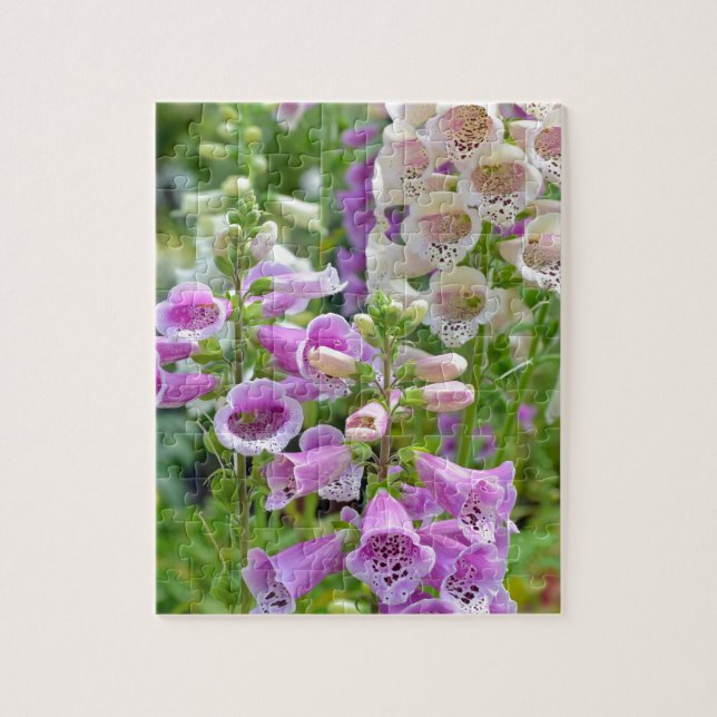 Purple and white foxglove flowers jigsaw puzzle (Vertical)