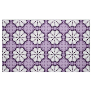 Purple and white geometric floral pattern fabric