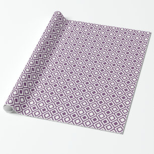 Purple and White Geometric Squares Wrapping Paper